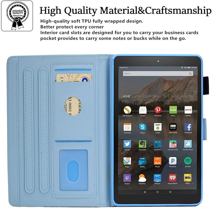 Case for Kindle Fire HD 10/10 Plus 13th/11th Generation 2023/2021 | PU Leather Folio Folding Stand Protective Cover for Fire HD 10.1 inch Tablet Auto Sleep Wake Hummingbird