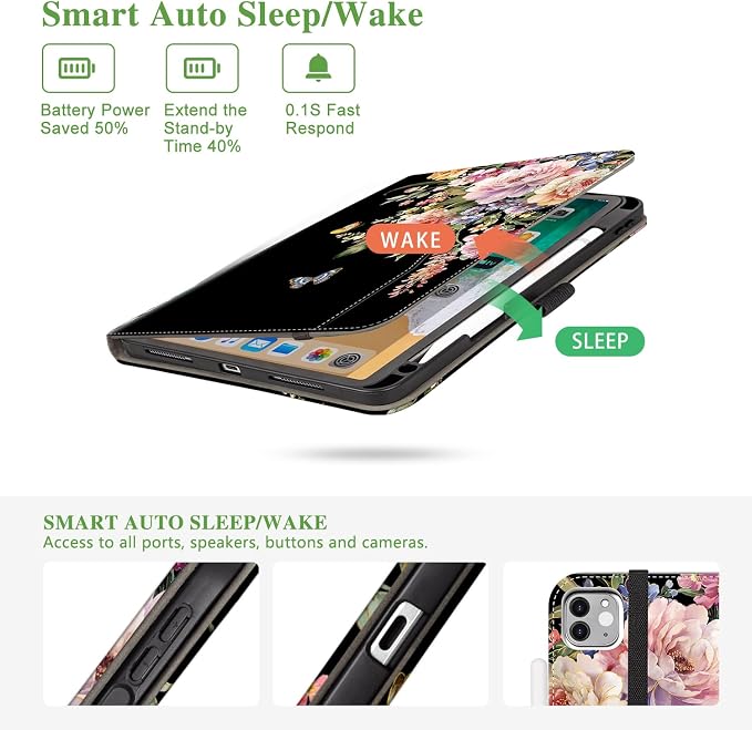 Vimorco for iPad Pro 11-inch Case M5/M4 2025/2024 for iPad Pro Case 11 Inch M5/M4 Pencil Holder/Hand Strap/Pocket/Screen Protection Band 3 Adjustable Angles Auto Sleep/Wake Beach Blue Ocean