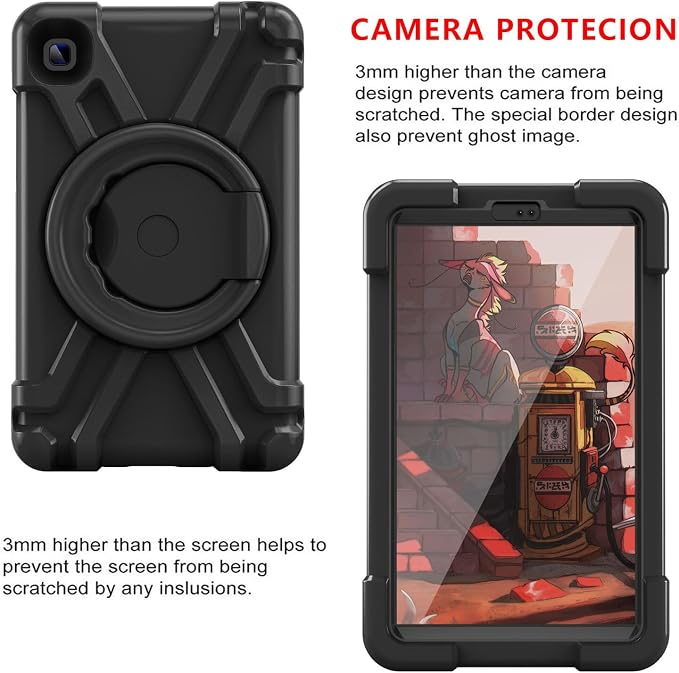 AKABEILA Compatible with Amazon Fire HD 8 2020/2022 Tablet Case，Rugged Kids Case with Stand Lightweight Shockproof Kids Friendly Tablet Cover Black