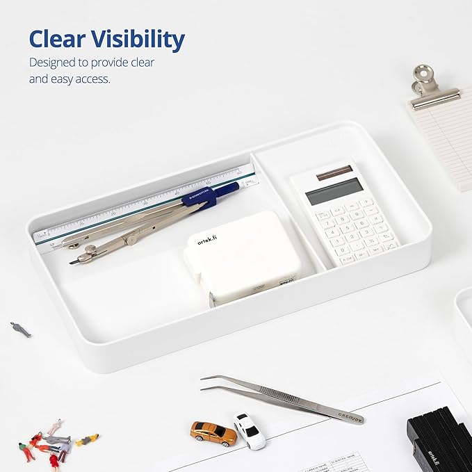 BLUE GINKGO Desk Tray – Korean-Made Organizer for Notes, Pens, Pencils, and Accessories (Double-sided, White)