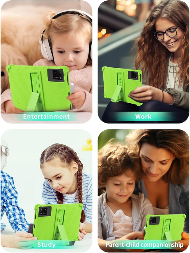 Case for DigiLand-S10 10.1 Android 14 Tablets，WUNIAK Shock Proof Lightweight Stand Rubber Shell Protective CoverKids Friendly Soft Silicone Adjustable Stand CoverBlack