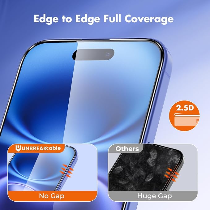 UNBREAKcable 3-Pack Screen Protector for iPhone 15 Double Shatterproof Tempered Glass [Easy Installation Frame] [99.99% HD Clear] [9H Hardness] [Full Coverage] [Case Friendly] for Apple 15 6.1 inch