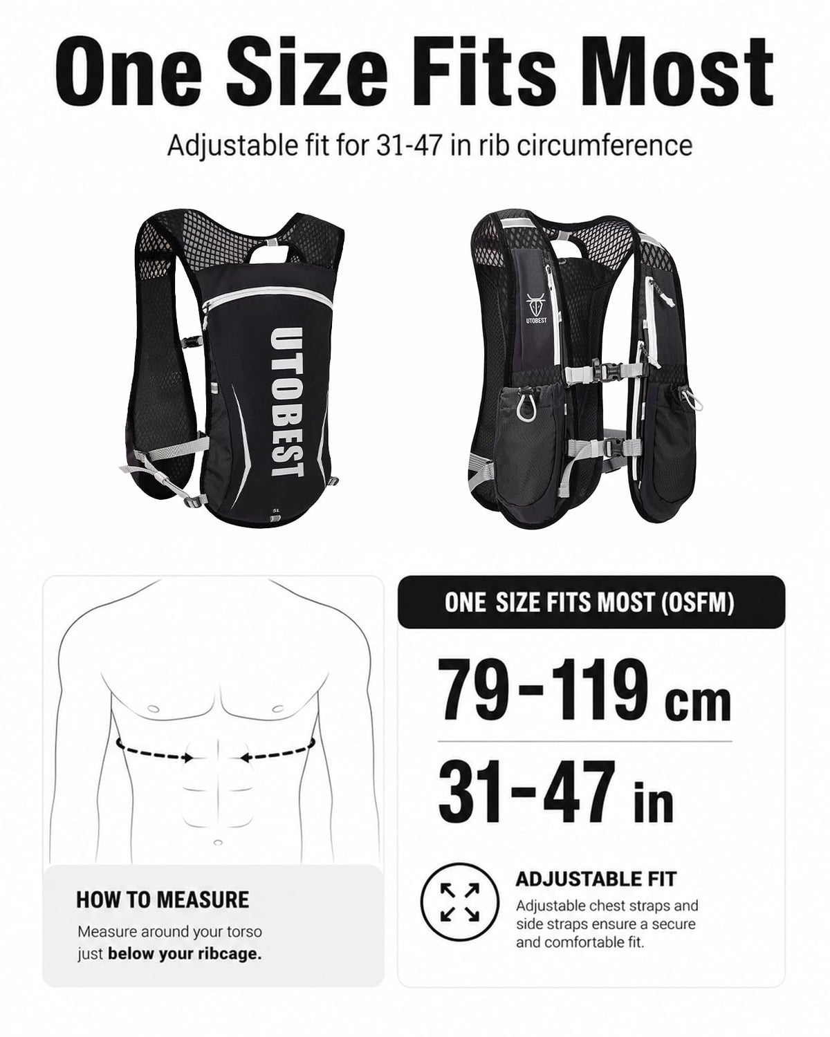 UTOBEST Running Vest Lightweight Running Hydration Vest with Water Bladder for Trail Running Marathon Race Hiking