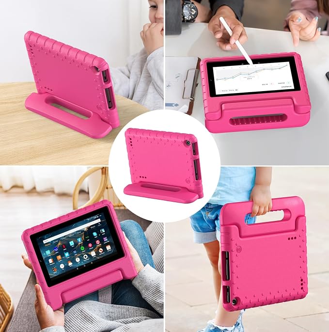 Kids Case for Fire 7 Inch Tablet 9th/7th/5th Generation Tablet (2019/2017/2015 Release) Kid-Proof &amp Shockproof Case Sturdy Soft Durable EVA Protective Cover with Convenient Handle Blue | Foldable