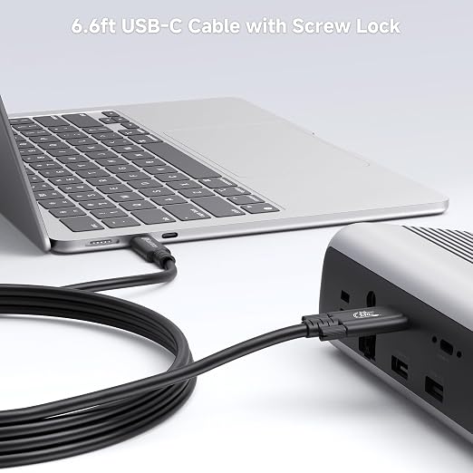 Cable Matters [USB-IF Certified] USB4 Cable with Side Screw Lock 6.6ft | [8K@30Hz / 4K@120Hz Video 240W Charging 20Gbps Data Transfer] USB C Screw Lock / USB-C Locking Cable