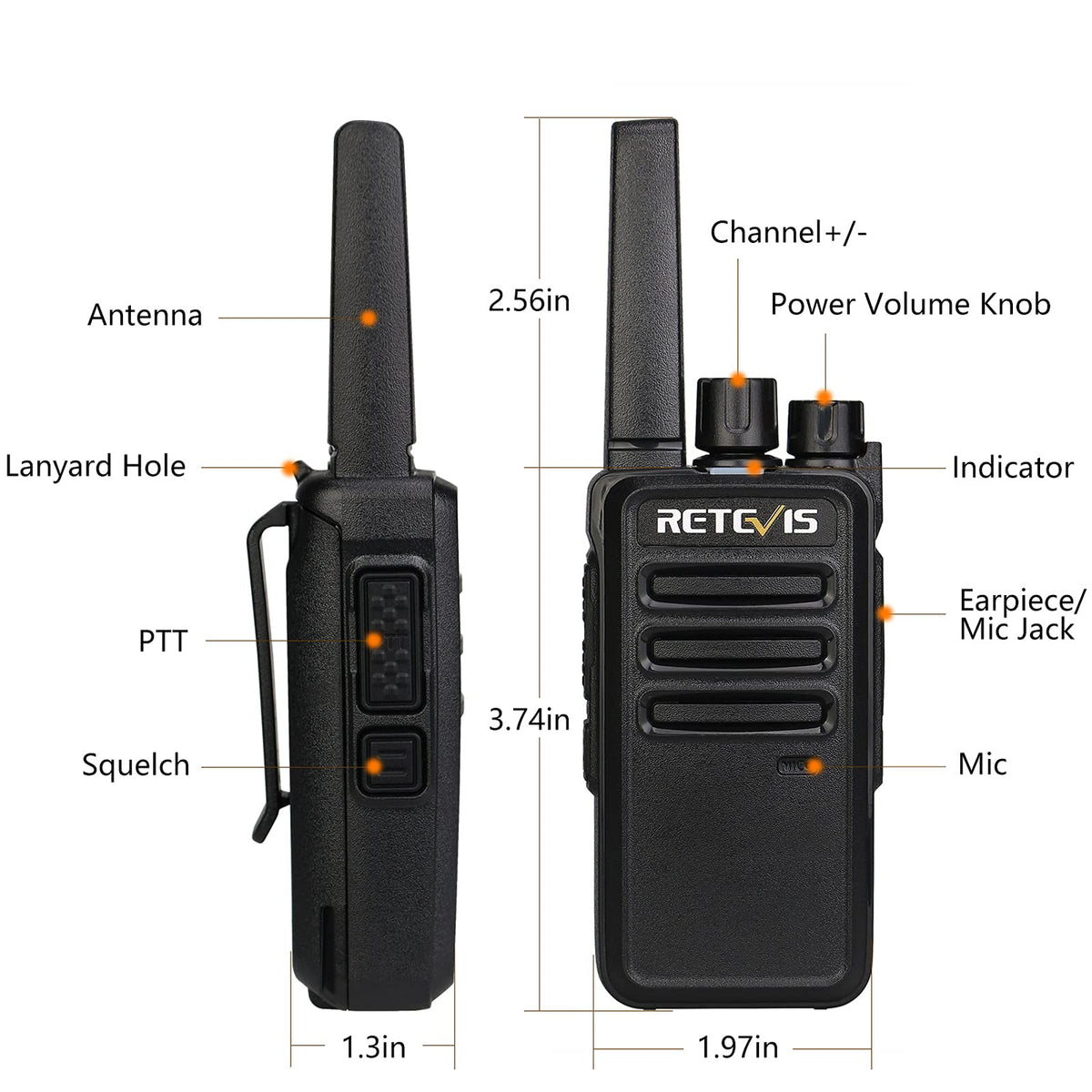 Retevis RT68 Walkie Talkies for Adults, 2 Way Radios Long Range, Hands Free, 1200mAh Battery, Portable Walkie Talkie Rechargeable with USB Charging Base, for Hunting Hiking (4 Pack)