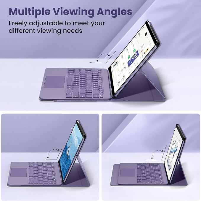 MoKo Case for Microsoft Surface Pro 12 Inch 1st Edition 2025 Gray | Lightweight Protective Business Cover Multi-Angle Stand Pocket Stylus Holder Compatible with Type Cover Keyboard