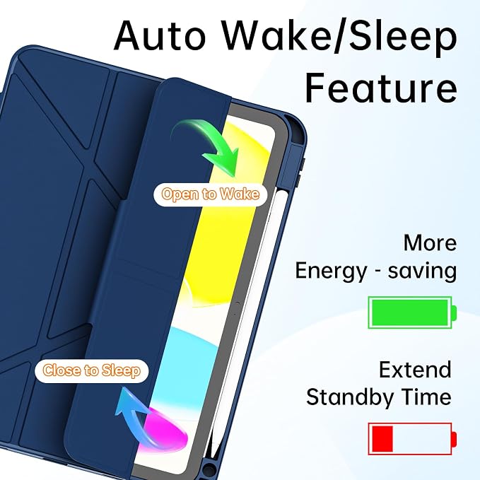 for ipad A16 Caseipad 11th/10th Generation Case 11Inch 2025/10.9 Inch 2022 | with Pencil HolderRemovable Magnetic &amp Trifold Leather Stand CoverMulti-Angle VewingAuto Sleep/Wake (Black)