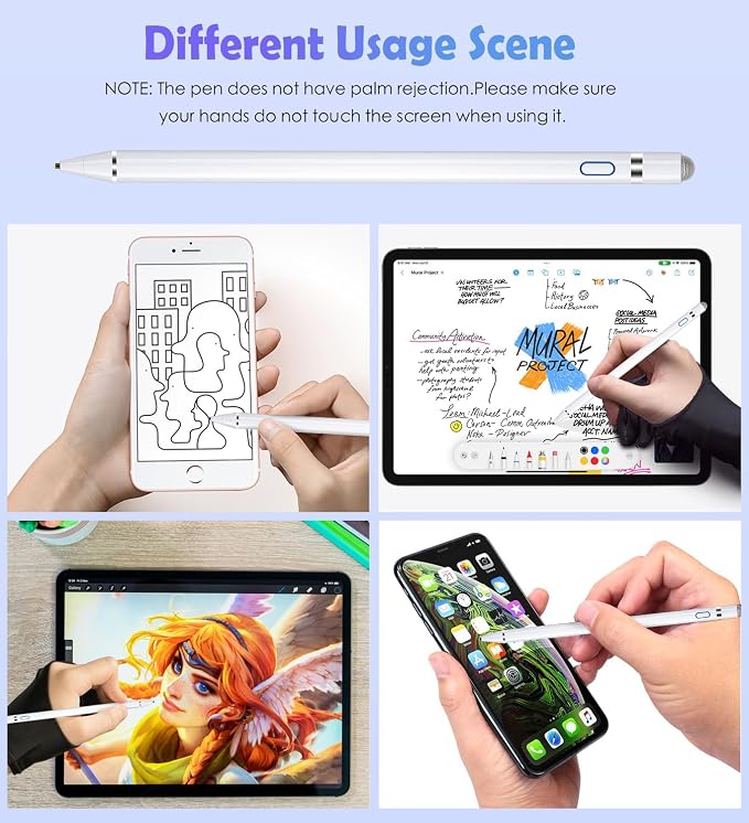Active Stylus Pen for Touch ScreensDual Pen Tips for iOS &amp Android Drawing &amp WritingHigh Precise Digital Pencil for Apple iPhone 16/15/14/13/12/11/X/8iPad Air/Pro/MiniPhone/Tablet/Sam-sung