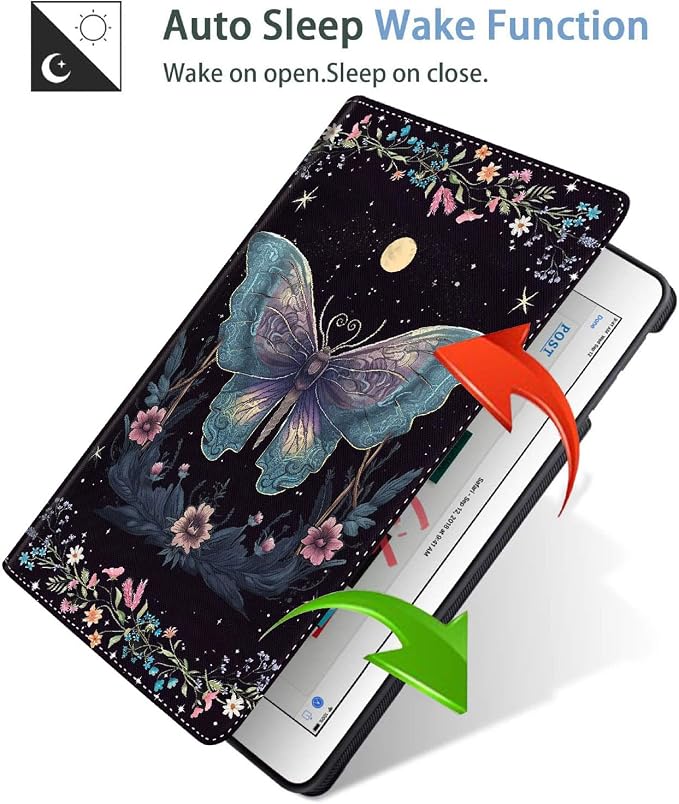 Case for iPad (A16) 11th Generation 11 Inch (2025) iPad 10th Generation 10.9 Inch (2022)，Slim Fit Foldable Standing Cover Case with Auto Sleep/Wake ，Moth Moon