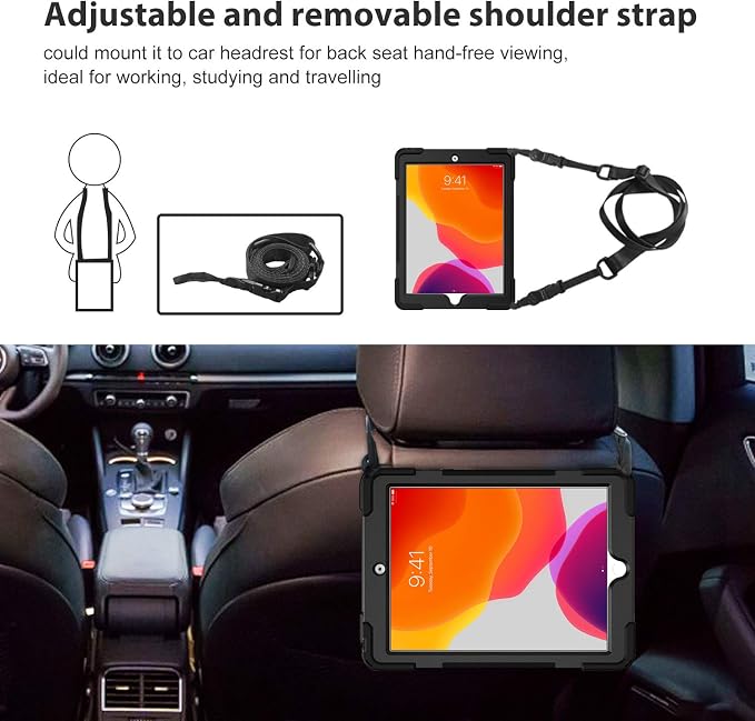 ProCase Rugged Case for iPad 9th/ 8th/ 7th -Teal | Heavy Duty Shockproof Protective Cover with Strap for 10.2 iPad 9/8/7 (2021/2020/2019)