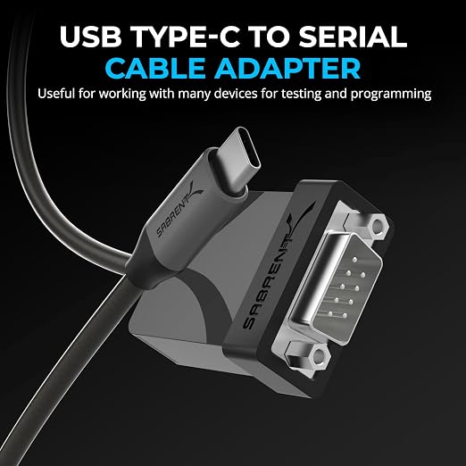 SABRENT USB 2.0 to Serial DB9 RS232 Converter Cable 10ft (CB-9PTF) | Prolific chipset hexnuts 9-pin Windows 10-XP macOS 10.6+ 10 feet
