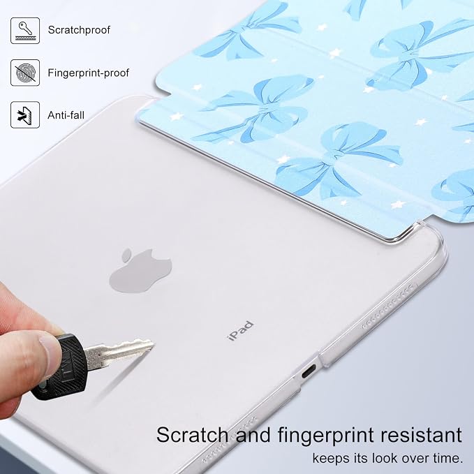 case for ipad 11th Generation11 Inch 2025 (A16 Chip) &amp 10th Gen 10.9 Inch 2022 - Slim Scratch-Resistant Hard PC Translucent Back Shell Smart Cover Wake/Sleep FunctionBlack Bow