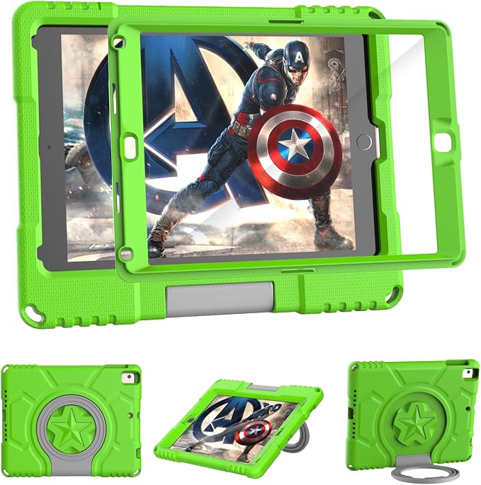 Kids Case for iPad 5th/6th Generation 9.7-inch 2017/2018 Release Lainergie iPad Air 2 Case with Screen Protector iPad Pro 9.7 Protective Cover Case Lightweight Shockproof with Handle Stand Black