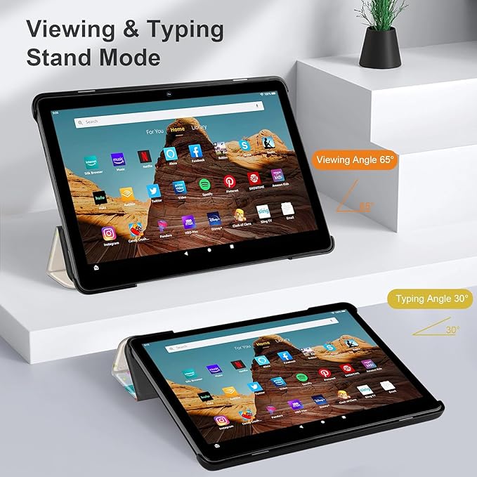 Case for Amazon Fire HD 8 Tablet (12th/10th Generation 2024/2022/2020 Release) &amp HD 8 Plus Multi-Angle PU Leather Protective Stand Cover with Auto Wake/Sleep Bookish Book Lovers