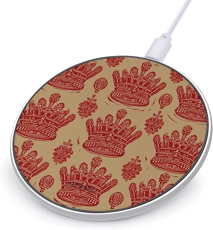 Red Crown Wireless Charger 10W Qi-Certified Fast Wireless Charging Pad with USB Cable &amp LED Indicator Fashion Charger Mat Portable Charging Station for All Qi-Enabled Phones