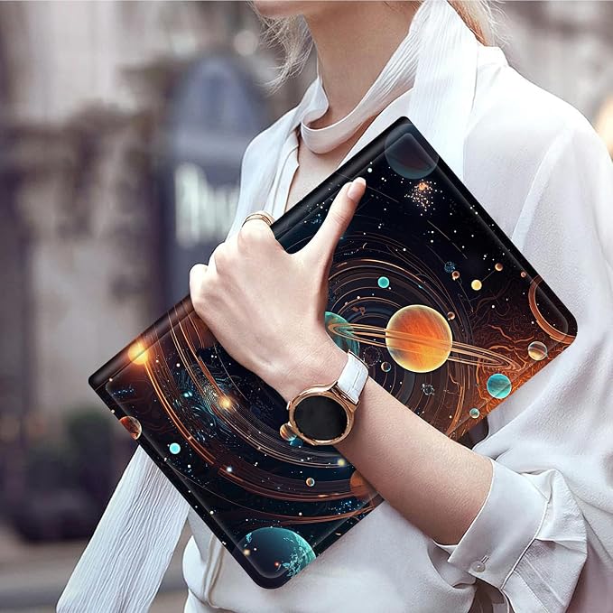 Case for 7 All-New Kindle Paperwhite (12th Generation 2024) and Kindle Colorsoft Signature Edition CoverSlim PU Leather Smart Cases with Auto Wake/Sleep-Black Cat Night Sky
