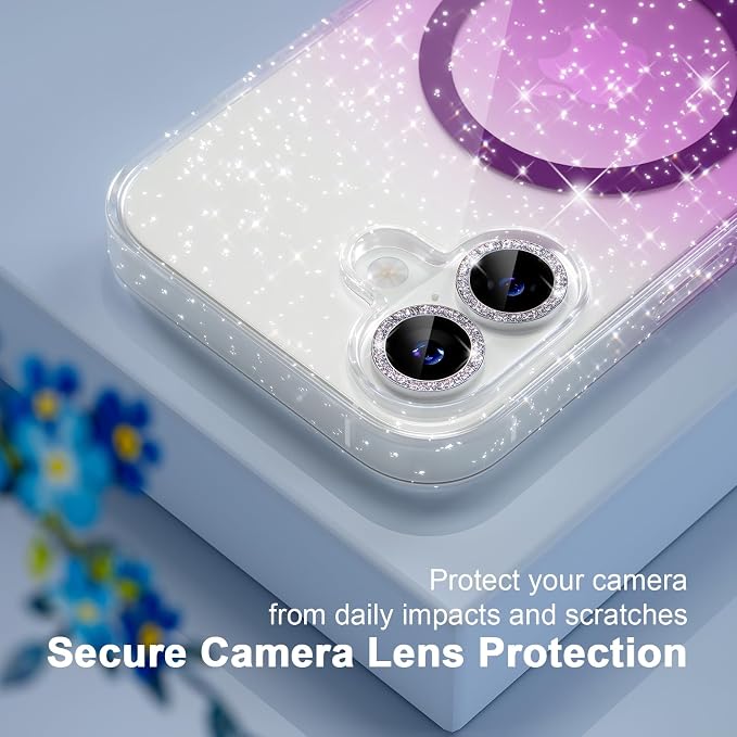 Choiche for iPhone 15 Pro Max Case Compatible with MagSafe Glitter Black | Women Girly Cute Glitter Sparkly Magnetic Phone Case with Diamond Camera Lens Protectors Military-Grade Drop Protection 6.7