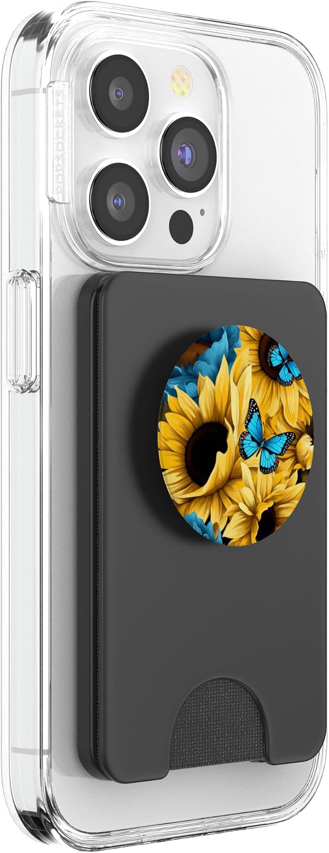 sunflower with blue butterfly PopSockets PopGrip for MagSafe