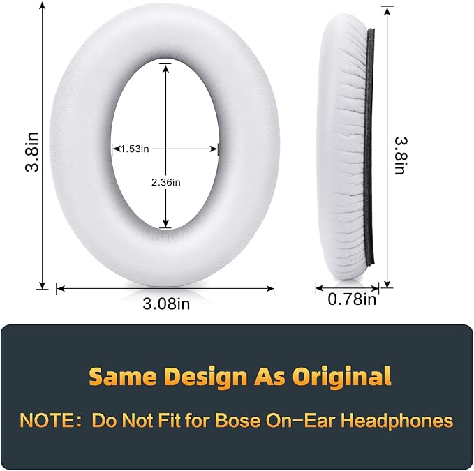 Premium Replacement Ear Pads Compatible for Bose QC35 & QC35ii Over-Ear Headphones Made by GEVO- Comfortable Adaptive Memory Foam and Extra Durable Earpads Kit for Bose QuietComfort 35 &35ii(White)