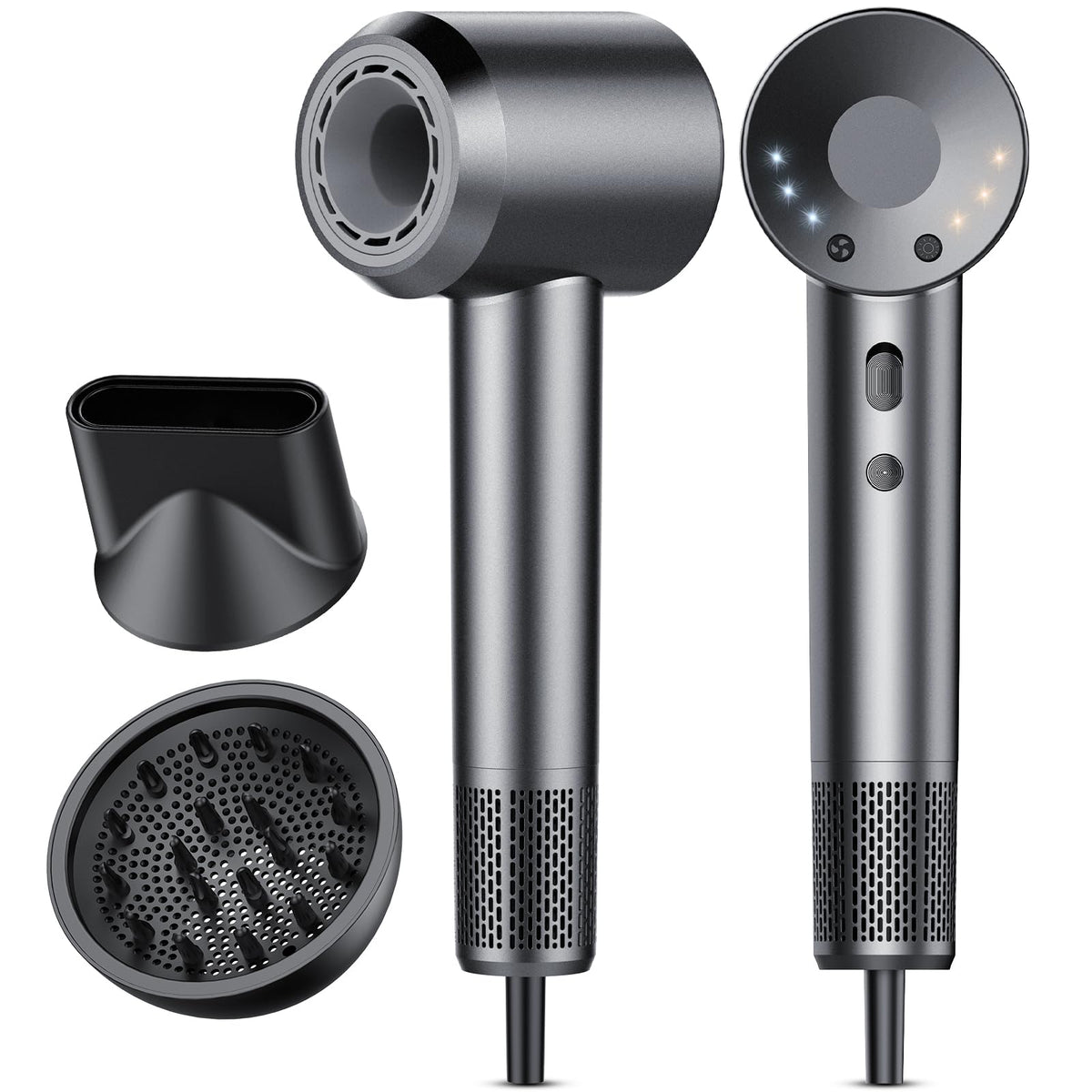 Hair Dryer, 160000 RPM Professional High Speed Ionic Blow Dryer 500 Million Negative Ions & Heat-Control & Low Noise Hairdryer for Faster Drying All Hair Types, No Heat Damage, Travel with Diffuser