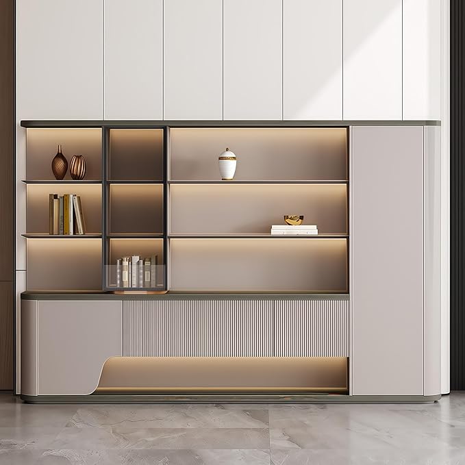 Modern L Shaped Desk, 133.9 inch Large Desk with Storage, Executive Desks for Home Office No Installation Required with Drawers and Lockable, Without Desk or Computer Chair (Filing Cabinet)