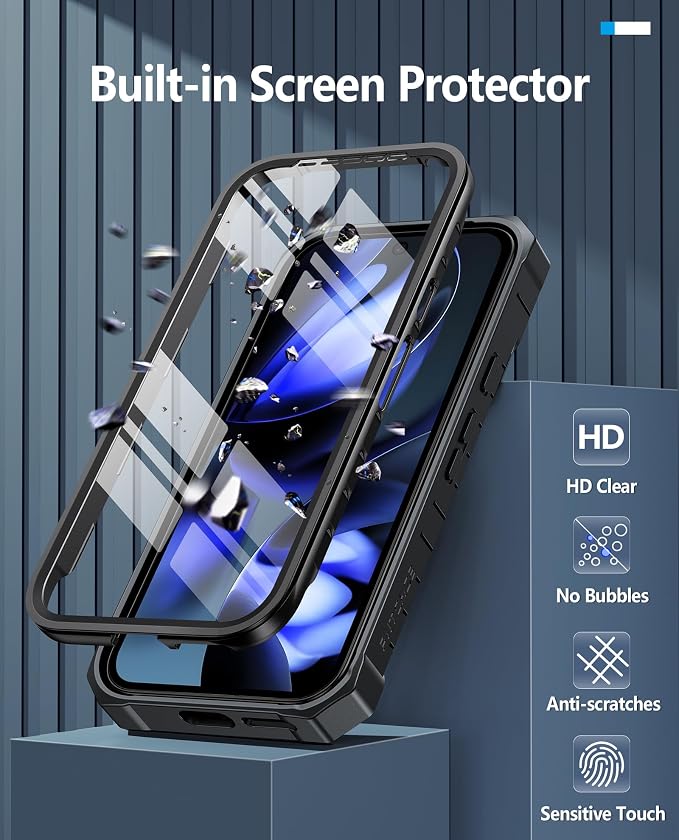 FNTCASE for 11 Pro XL Case Rugged Kickstand 2 Front Frames Black | Built-in Screen Protector 20FT Military-Grade Drop Protection Rugged Heavy Duty Shockproof Full Body Protective Cover
