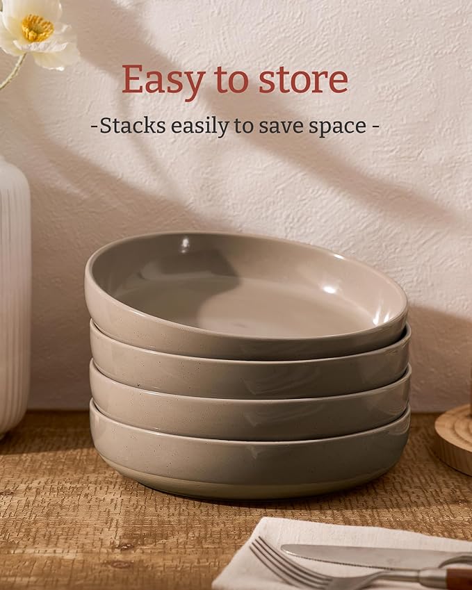 famiware Milkyway 33 oz Bowl Set, Pasta Bowls Set of 6, Salad Bowls Perfect for Your Friend for Housewarming, Thanksgiving, Christmas, Cinnamon Brown