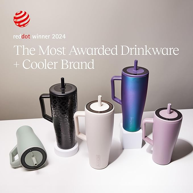 BrüMate Era 30 oz Tumbler with Handle and Straw | 100% Leakproof Insulated Water Bottle Tumbler with Lid and Flexible SoftSip Straw | Made of Stainless Steel | Cup Holder Friendly | 30oz (Cedar)
