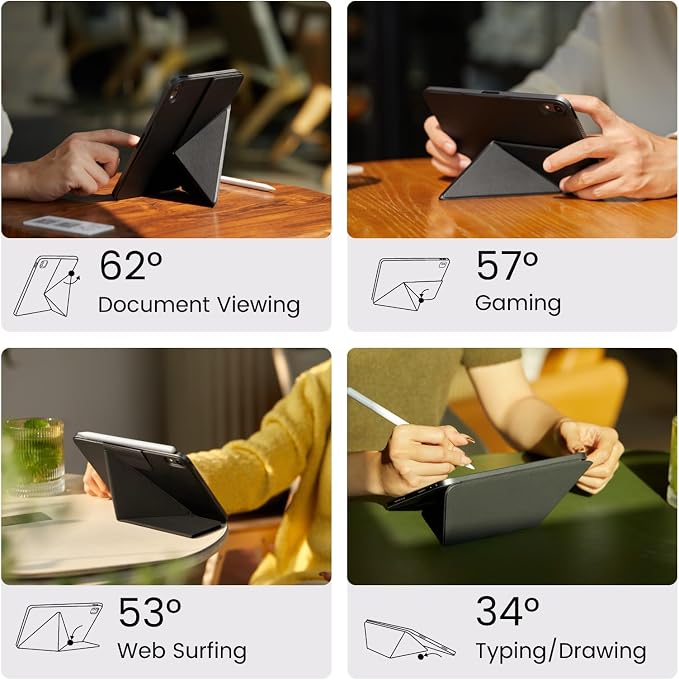 PITAKA for iPad mini A17 Pro Case 4 Intuitive Angles Folio2-Black | Portrait/Landscape Magnetic iPad mini 7 &amp iPad mini 6 Case with Pencil Holder Slim and Light iPad mini Case Auto Wake/Sleep