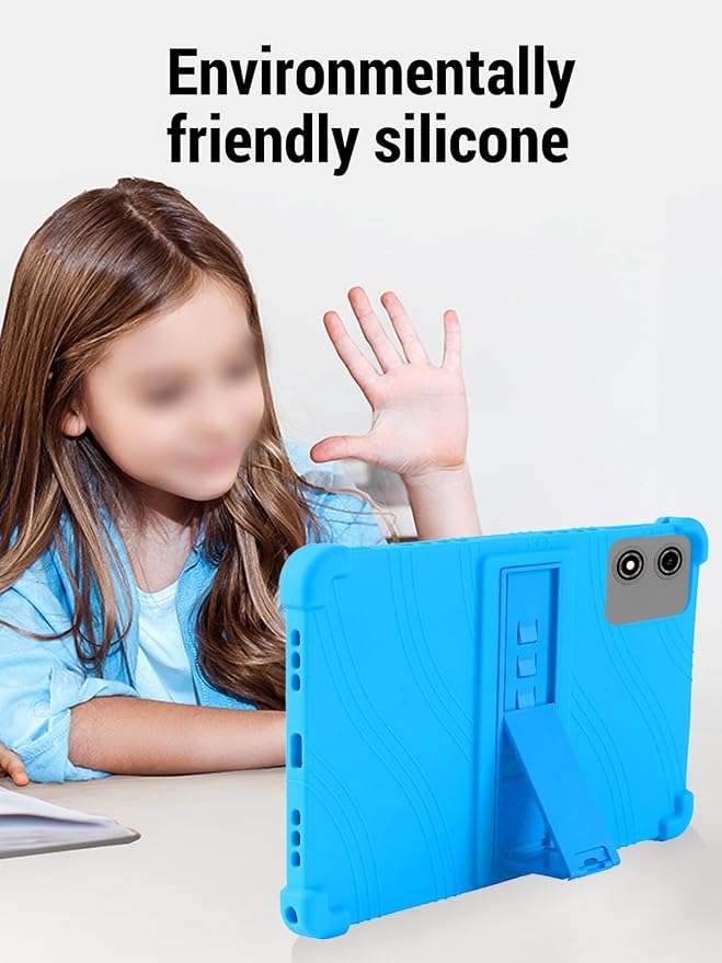 for JJGJ P30 (10 Inch) Android 15 Tablet Protective case Shockproof Lightweight Silicone Protective Cover with Stand Child-Friendly Protection Easy to Clean Design Sky Blue.