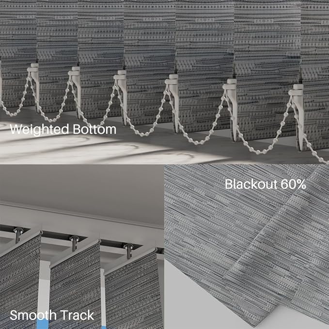 Blindify Motorized Vertical Blinds, Light Filtering Sliding Door Shades Vertical Shades Remote Control Customize, Jacquard Grey