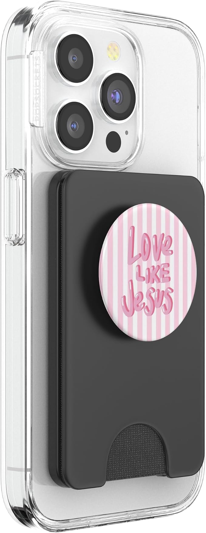 Light Pink White Stripes Christian Bible Love Like Jesus PopSockets PopGrip for MagSafe