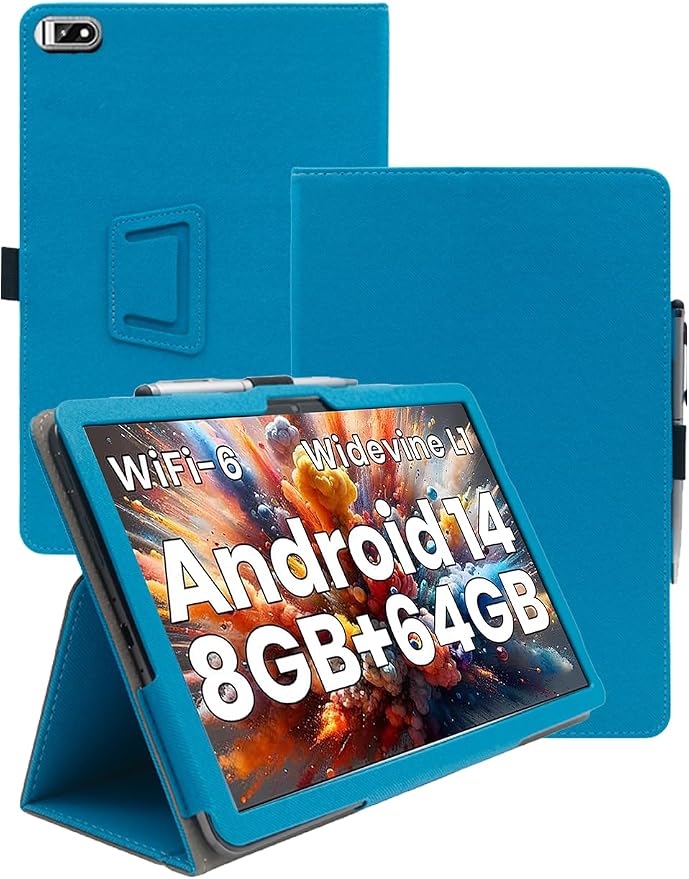 Case for TPZ T10B Android 14 Octa-Core Tablet 10.1 Inch 2024 Upgraded VersionWUNIAK Premium Leather Business Folio Stand Cover with Hand Strap for TabletBlack.