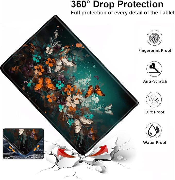 Case for iPad (A16) 11th Generation 11 Inch (2025)iPad 10th Generation 10.9 Inch (2022)PU Leather Slim Standing Smart Coverwith Auto Sleep/WakeBall on Fire