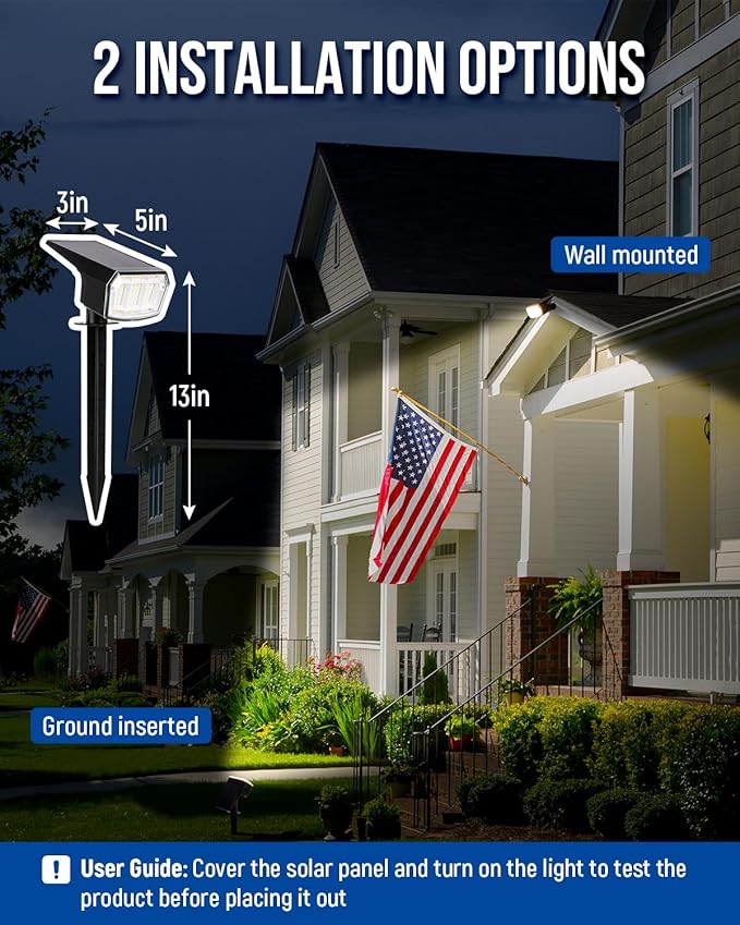 Solar Lights Outdoor Lighting IP65 Waterproof, 63LED Solar Spotlights, 3 Pack Solar Powered Lights for Outside, Outdoor, Yard, Landscape Light-Warm Light