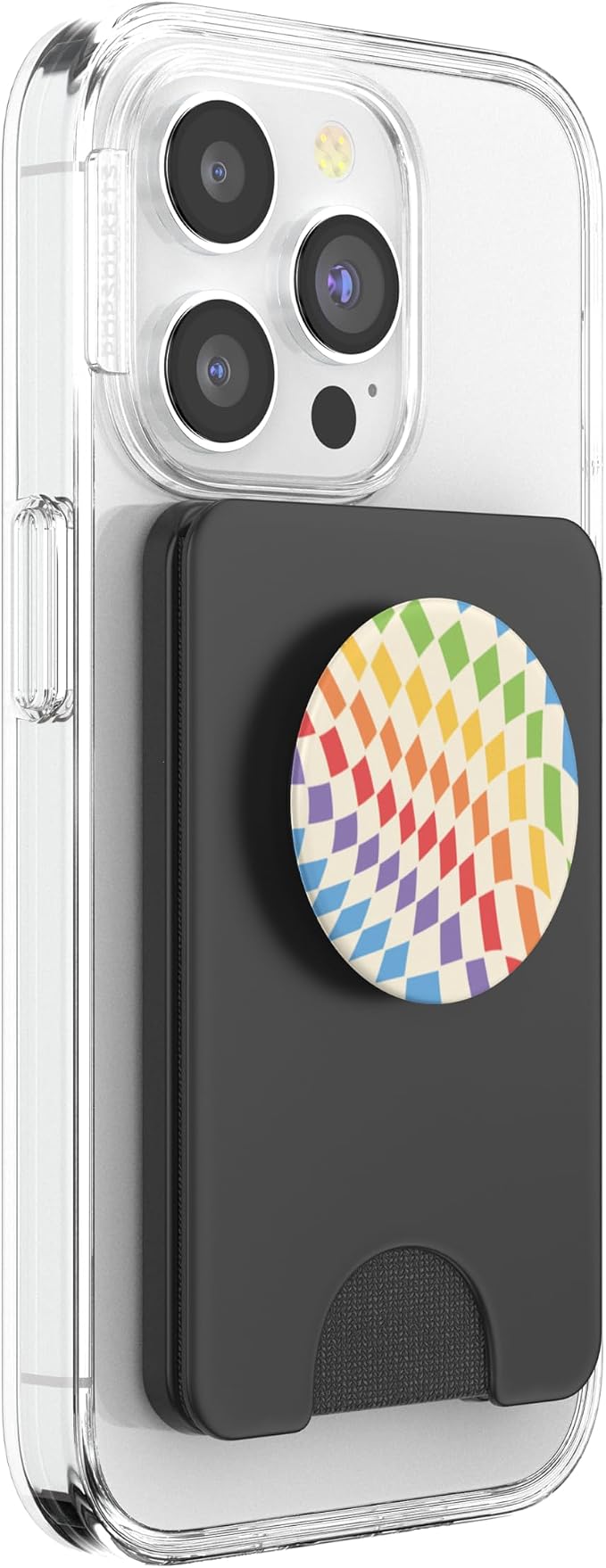 PopSockets Phone Grip – Checker Wavy Rainbow PopSockets PopWallet for MagSafe