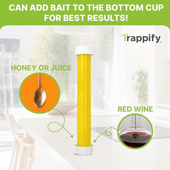Trappify Hanging Fly Traps Outdoor: Fruit Fly Traps for Indoors | Gnat Trap | Gnat Traps for House Indoor | Fly Trap Indoor - Disposable Sticky Fly Trap for Indoor House Pest Control (2 Pack)