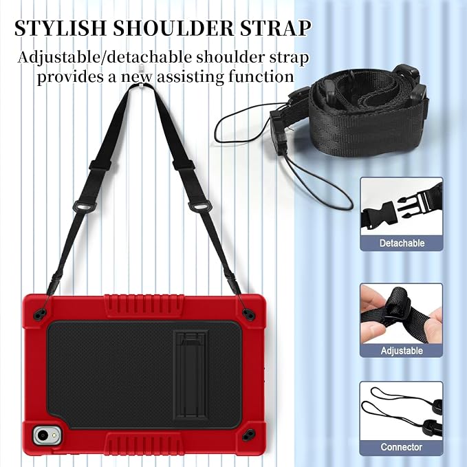 for Onn 12.1 Tablet Pro Model:100146663 CaseShockproof Rugged Case with 2 Pcs Screen Protector Shoulder Strap for Walmart Onn 12.1 Tablet Pro (2024 Model:100146663) (Black/Blue)