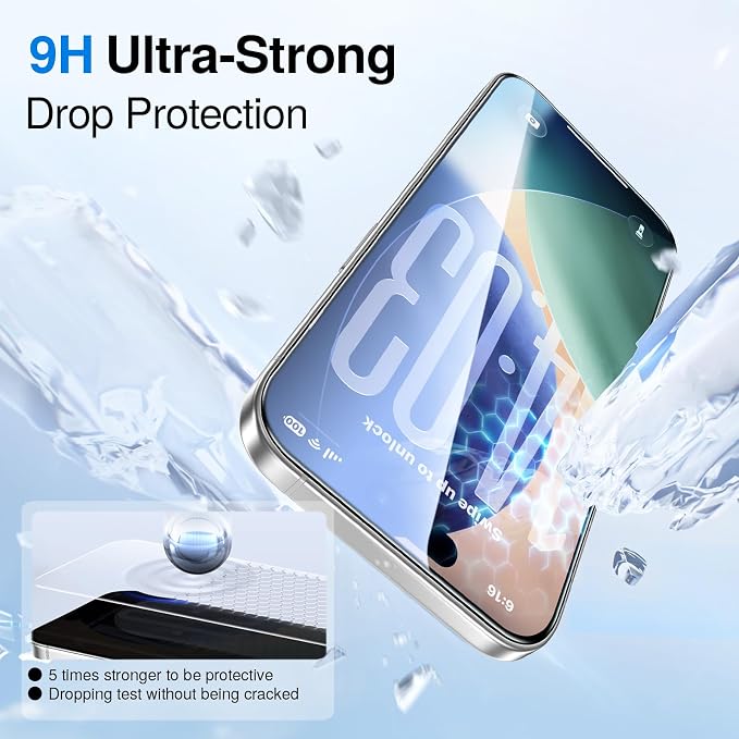 SMARTDEVIL (3+3 Pack HD Clear Screen Protector for iPhone 14 Pro Max with 3 Camera Lens Protectors 9H Tempered Glass Shatter-Resistant SmartPull Dust &amp Bubble-Free Install Frame Case-Friendly