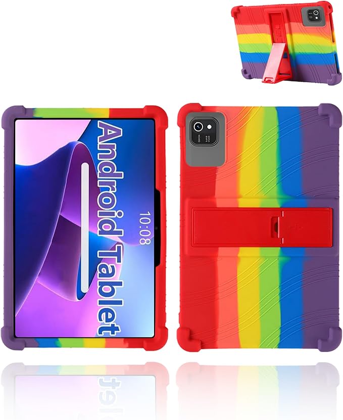 for kelankeke K10 Android 10-Inch TabletUYRUREL Skin-Friendly Soft Silicone Protective CaseFull Protection Against Drops and Scratcheswith Adjustable Viewing StandBlack.