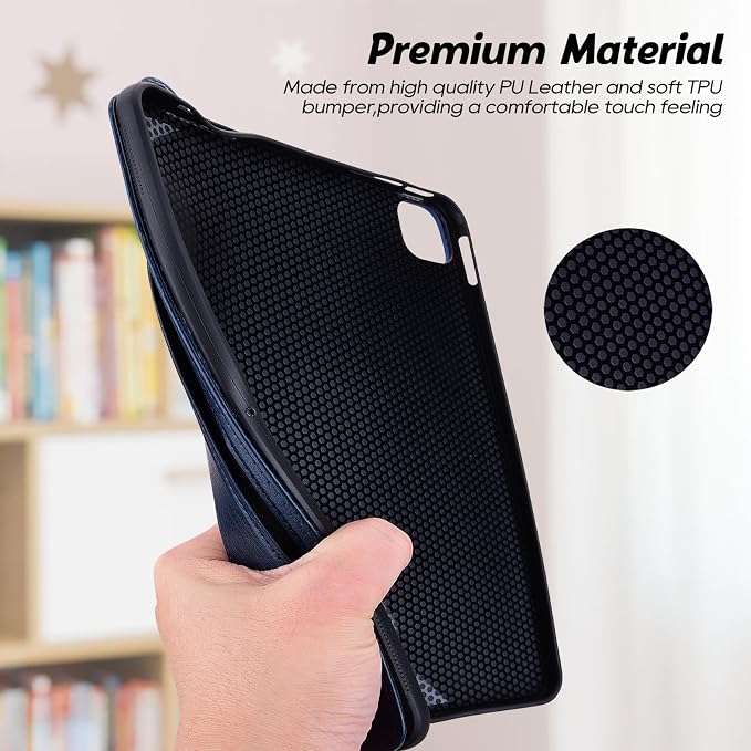 Slim Case for Apple iPad 10th Generation 10.9 Inch 2022 PU Leather Lightweight Hand Strap Stand Feature Drop Protection Back Cover for iPad 10th Gen 10.9 Black