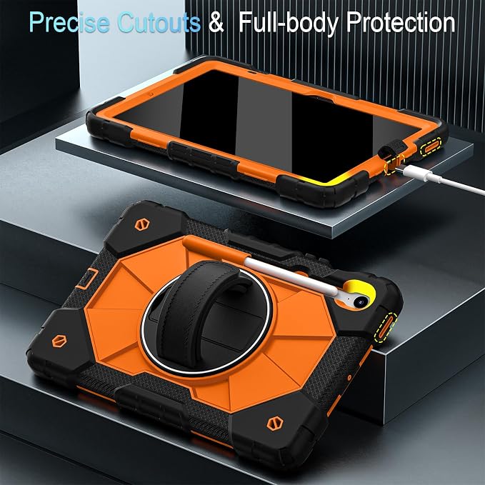 Case for Samsung Galaxy Tab S10 Lite/S10 FE/S9 FE /S9 Tablet Case 10.9/11 Inch with Rotate Stand &amp Hand Strap Screen Protector Pen Holder for Galaxy Tab S10 FE Cases Black