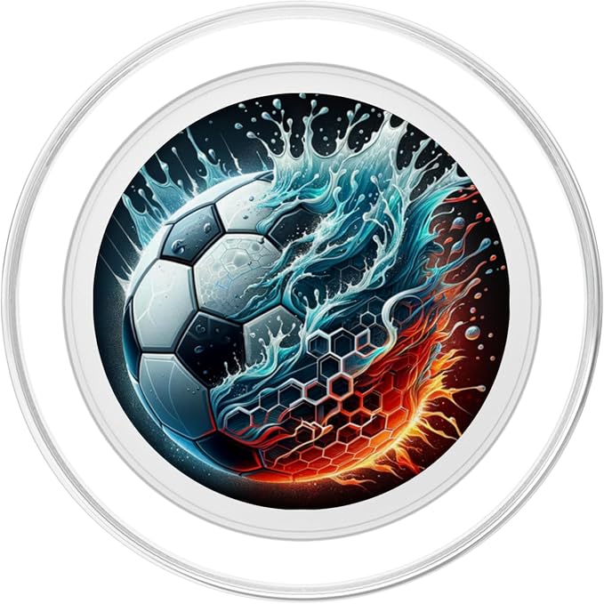 Dynamic Soccer Ball in Water and Fire PopSockets PopGrip for MagSafe