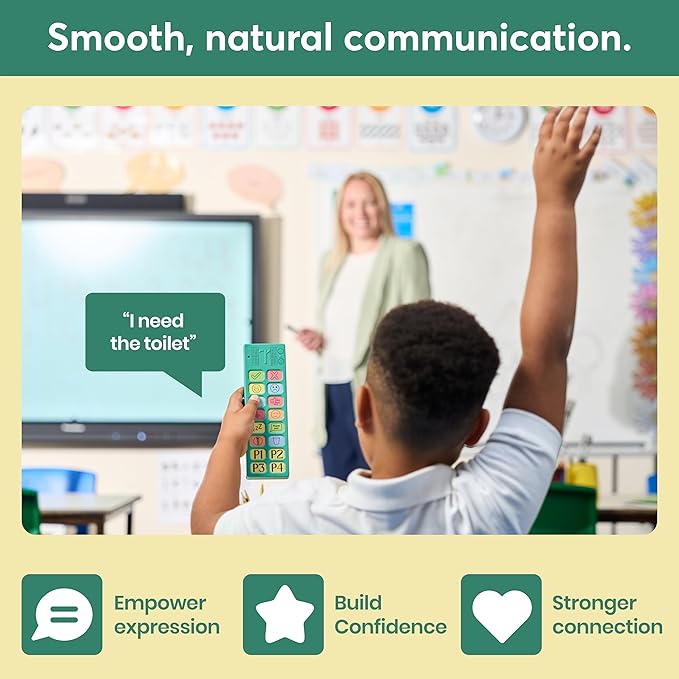 Talkaroo AAC Device for Autism - AAC Communication Device for Nonverbal Kids and Adults - 4 Programmable and 12 Pre Set Iconic Buttons with Adjustable Volume - Used in Classrooms for Speech Therapy
