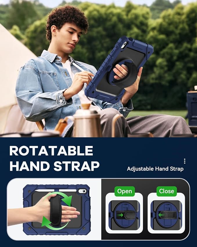 Cantis Case for iPad 9th/8th/7th Generation with Screen Protector iPad 10.2 Case 2021/2020/2019 with 360 Degree Rotating Stand/Shoulder Strap/Pencil Holder Alpine Green