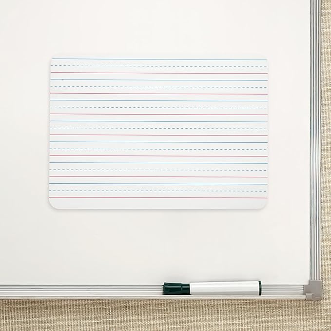 Double Sided Dry Erase Board 12x18 Inch with Lined Grid and Plain Surface, Small Whiteboard for Office and Classroom Use, Personal Portable Writing Board for Meetings and Study