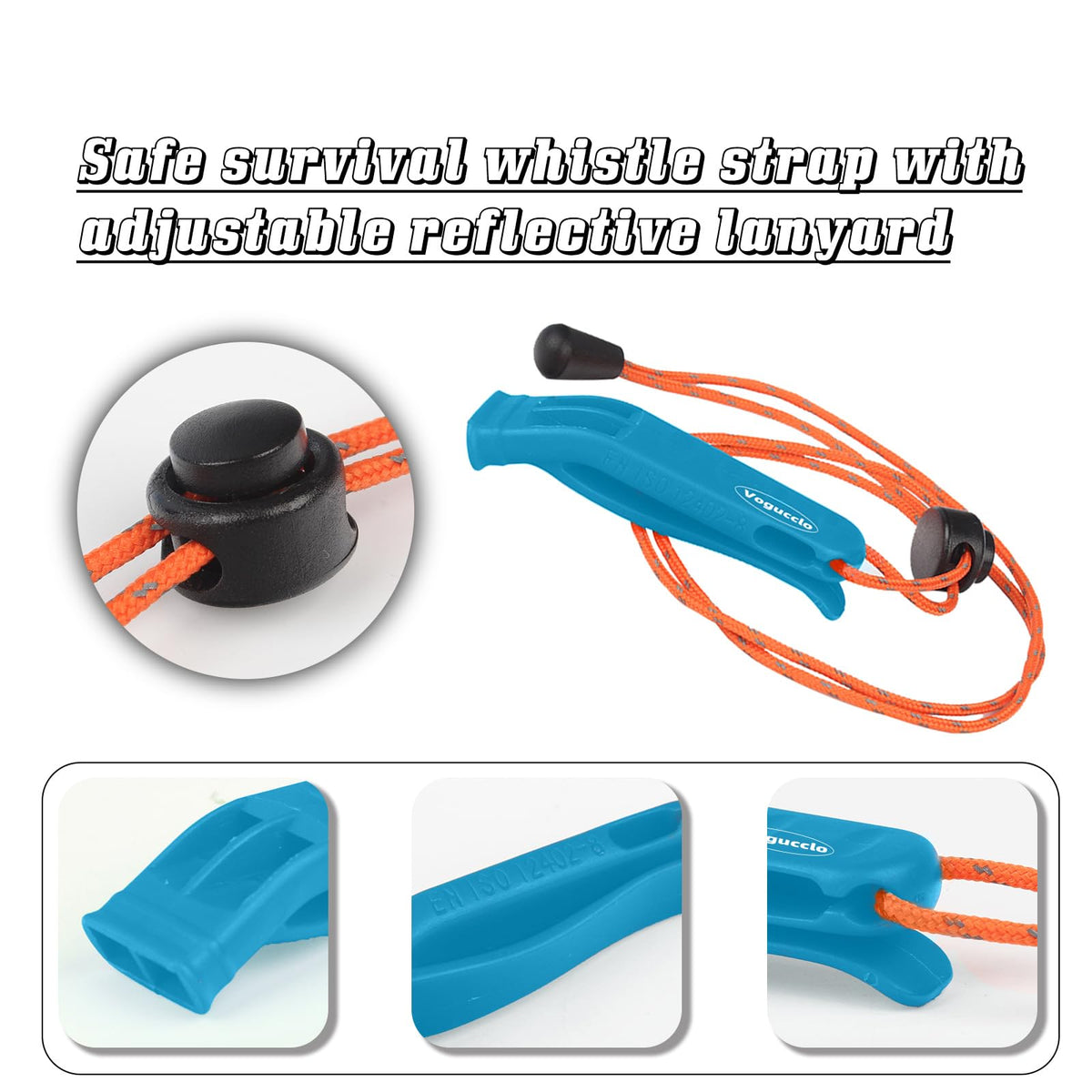 VOGUCCLO 4 Pcs Emergency Whistle, Super Loud Survival Whistle with Lanyard
