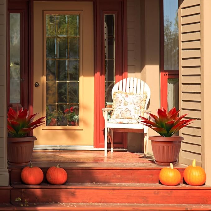 Velener Fall Fake Agave Artificial Plant Outdoor, Red Fake Succulents Plant for Room Decor and Autumn, Unpotted Faux Plants for Outdoor/Indoor Fall Decor, Red, 22 inches, Set of 1