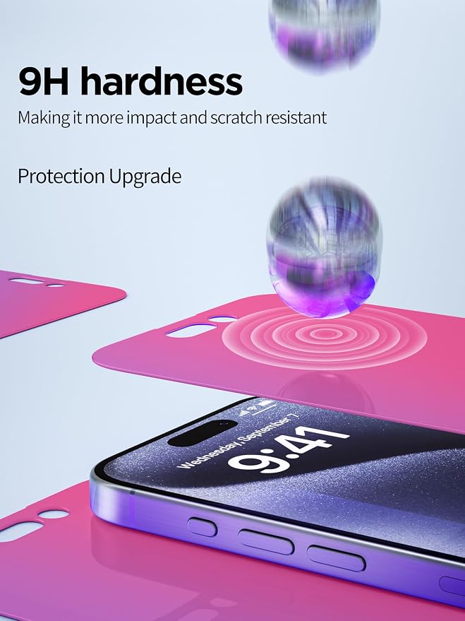 PDDKISS Compatible for iPhone 12/12 Pro Privacy Screen Protector | Pink Gradient Anti Spy Anti Blue Light HD 6.1 Inch Tempered Glass Easy Installation